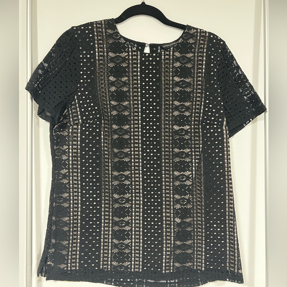 Banana Republic Black Lace Layered Women's Blouse